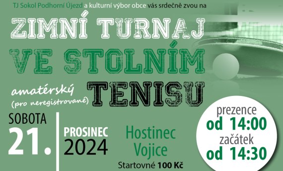 Turnaj ve stolním tenisu pro dospělé