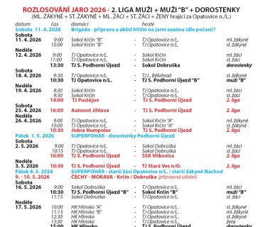 Rozpis JARO 2026